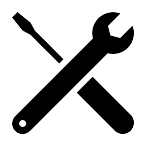 Icon image of a screwdriver and spanner crossing over